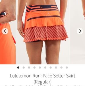 Lululemon Athletica Orange and Navy Skirt